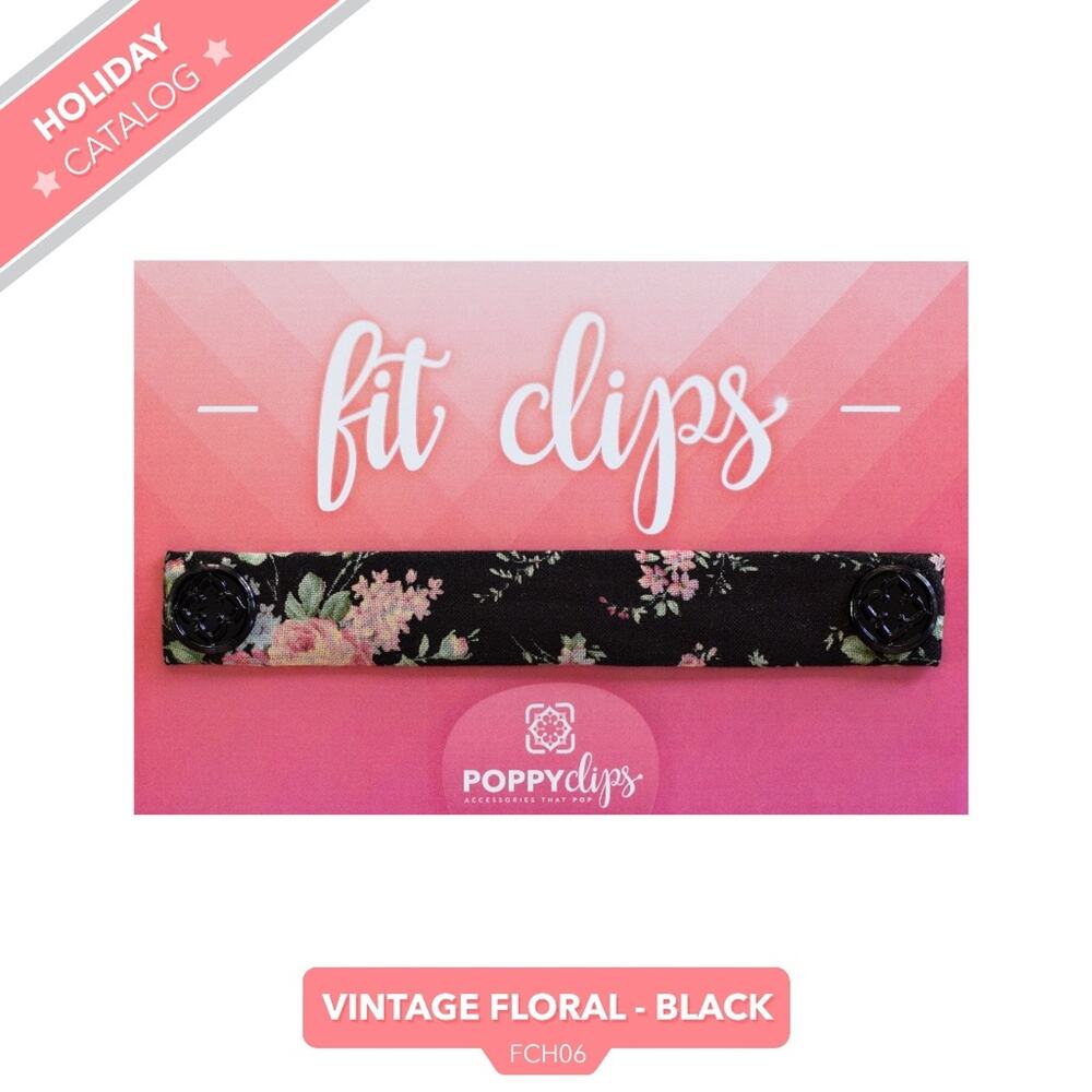 FitClips by PoppyClips - Vintage Floral Black